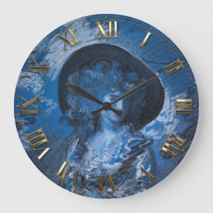 Grande Horloge Ronde La dame à Bleu