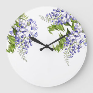 Grande Horloge Ronde La glycine botanique fleurit l'horloge murale