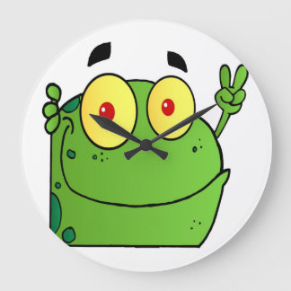 Grande Horloge Ronde La grenouille qui transforme le signe de la paix