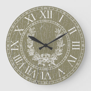 Grande Horloge Ronde La guirlande patinée élégante de Français