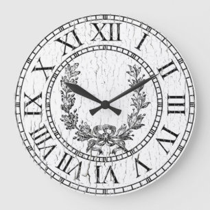 Grande Horloge Ronde La guirlande patinée élégante de Français