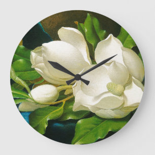 Grande Horloge Ronde La magnolia fleurit l'horloge murale