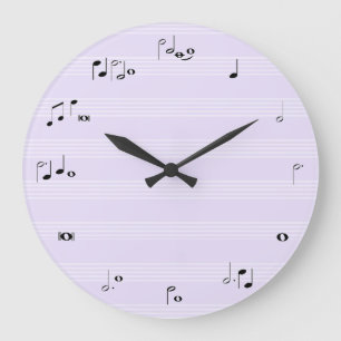Grande Horloge Ronde La musique note le horodateur - pourpre lilas
