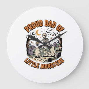 Grande Horloge Ronde La Nuit des Petits Monstres d'Halloween Papa