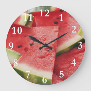 Grande Horloge Ronde La pastèque découpe en tranches autour de