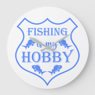 Grande Horloge Ronde La pêche est ma citation de bouclier de loisir sur