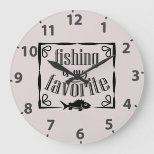 Grande Horloge Ronde La pêche est ma citation préférée