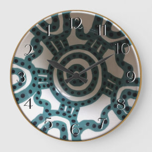Grande Horloge Ronde La turquoise péruvienne de cuvette synchronisent