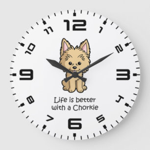 Grande Horloge Ronde La vie est meilleure avec un Chorkie