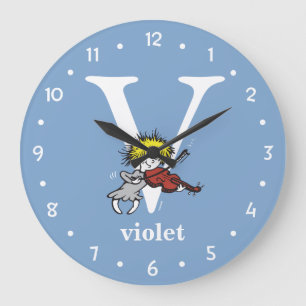 Grande Horloge Ronde L'ABC de Dr Seuss : Lettre V - Blanc   Ajoutez vot