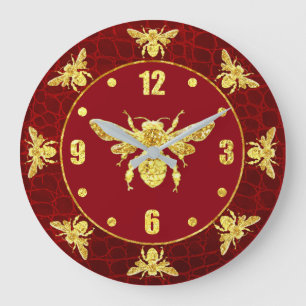 Grande Horloge Ronde L'abeille de miel d'or personnalisent