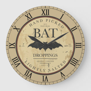 Grande Horloge Ronde Label Bat Droppings Vintage Halloween