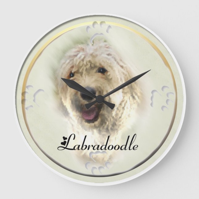 Grande Horloge Ronde Labradoodle Art Cadfts (Recto)
