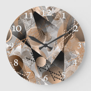 Grande Horloge Ronde L'abstraction grise, brune.