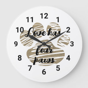 Grande Horloge Ronde L'amour a quatre pattes Empreinte de patte