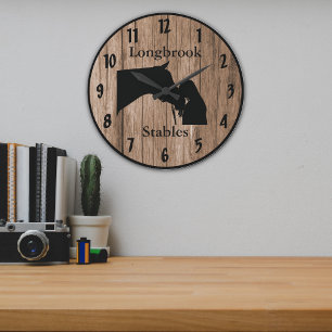 Grande Horloge Ronde L'amour d'un cheval 4 style personnalisable en boi