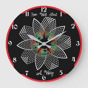 Grande Horloge Ronde L'amour trouvera un chemin - Citation de Lord Byro