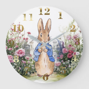 Grande Horloge Ronde Lapin de Pâques Classique