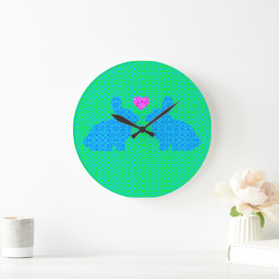 Grande Horloge Ronde Lapin mignon d'amour