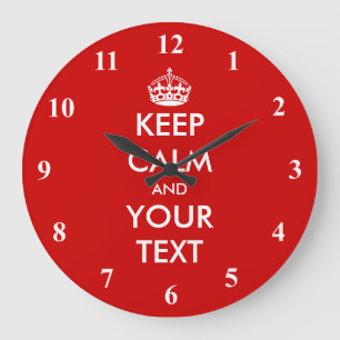 Grande Horloge Ronde Large Keep Calm wall clock Customizable design