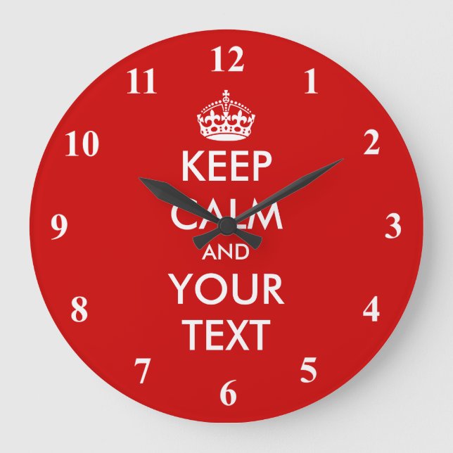 Grande Horloge Ronde Large Keep Calm wall clock | Customizable design (Recto)