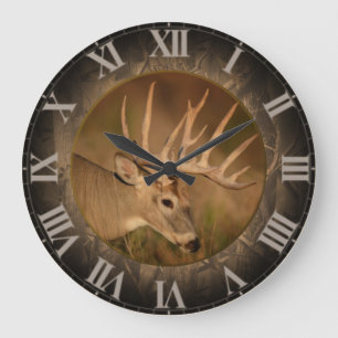 Grande Horloge Ronde Large Round White Tail Buck Clock
