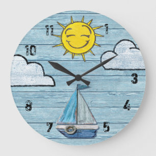 Grande Horloge Ronde Large wall clock Driftwood Beach witbers.
