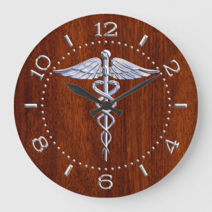 Grande Horloge Ronde L'argent aiment le cadran Médicale d'acajou de