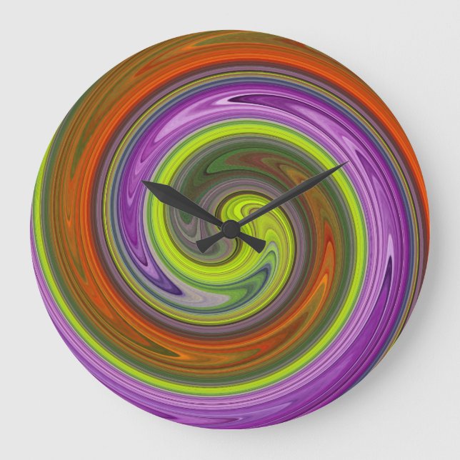Grande Horloge Ronde L'art Abstrait moderne de la vague #36 (Recto)