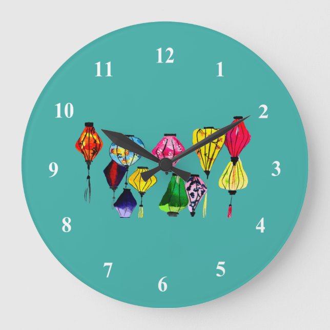 Grande Horloge Ronde L'art coloré de la lanterne chinoise (Recto)
