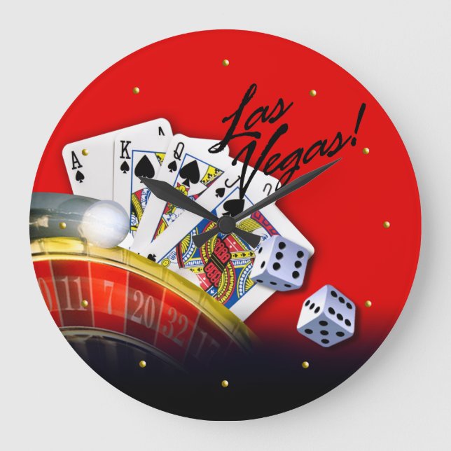 Grande Horloge Ronde Las Vegas Roulette Wheel, Cards and Dice (Recto)