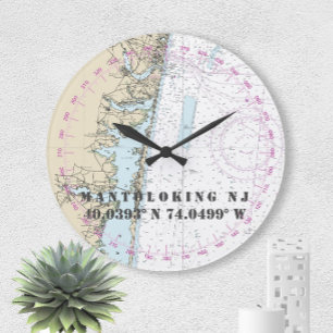 Grande Horloge Ronde Latitude Nautique Longitude Mantoloking NJ 24 Heur