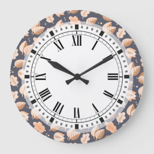 Grande Horloge Ronde L'automne élégant d'art déco laisse le motif