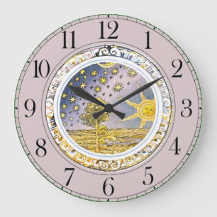 Grande Horloge Ronde Lavande céleste des étoiles du Soleil 