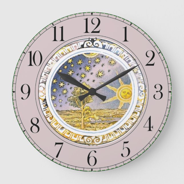 Grande Horloge Ronde Lavande céleste des étoiles du Soleil  (Recto)
