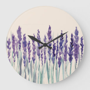 Grande Horloge Ronde Lavande Française : Illustration aquarelle