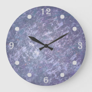 Grande Horloge Ronde Lavande violet Abstrait   Brosse métallique