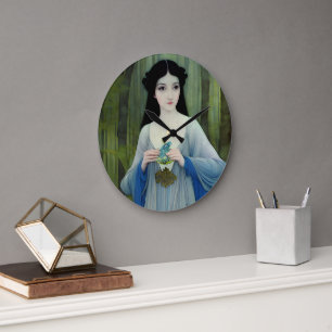 Grande Horloge Ronde Lave-encre illustration de la belle femme à Woods
