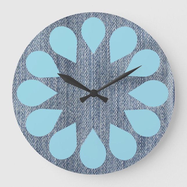 Grande Horloge Ronde Lave-linge Salle Denim Cycle de rotation (Recto)