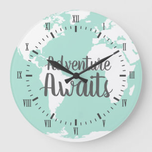 Grande Horloge Ronde L'aventure en bon état attend la carte du monde e