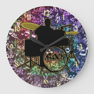 Grande Horloge Ronde Le batteur sur le piège réglé avec la musique