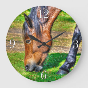 Grande Horloge Ronde Le cadeau de l'amoureux de l'équine