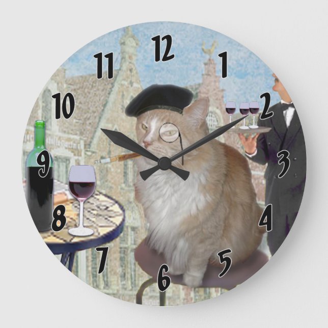 Grande Horloge Ronde Le Cat du Café (Recto)