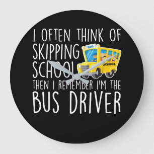Grande Horloge Ronde Le chauffeur d'autobus scolaire pensent l'école