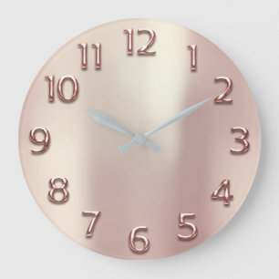 Grande Horloge Ronde Le chiffre arabe d'or rose métallique rougissent
