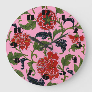 Grande Horloge Ronde Le Chinois fleurit l'horloge murale
