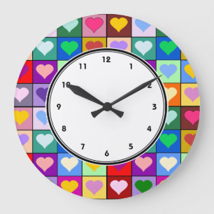Grande Horloge Ronde Le coeur coloré ajuste l'horloge murale avec des