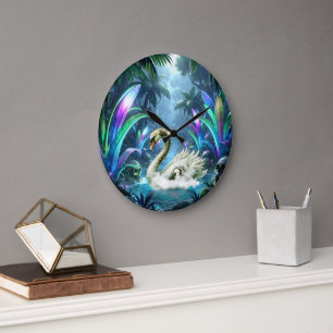 Grande Horloge Ronde Le Cygne des Eaux Oubliées.