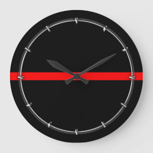 Grande Horloge Ronde Le décodeur de ligne rouge rouge symbolique