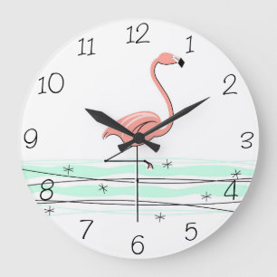 Grande Horloge Ronde Le Flamant rose numérote l'horloge ronde
